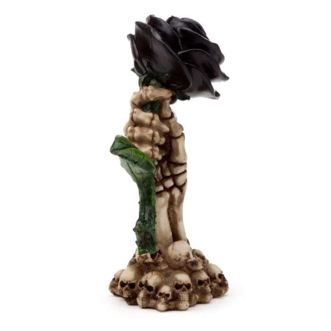Ornament - Skeleton Hand Holding Black Rose (17cm)