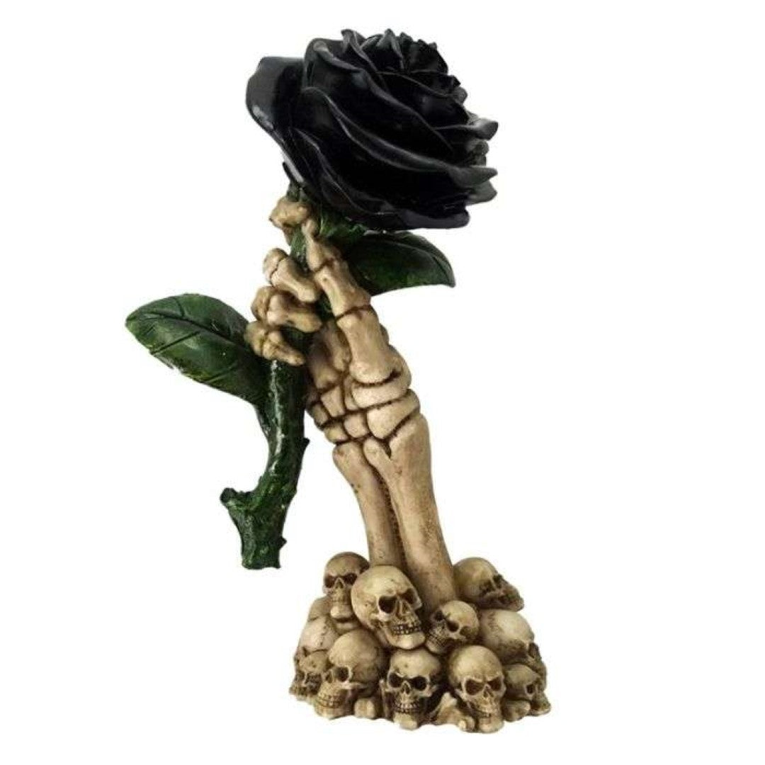 Ornament - Skeleton Hand Holding Black Rose (17cm)