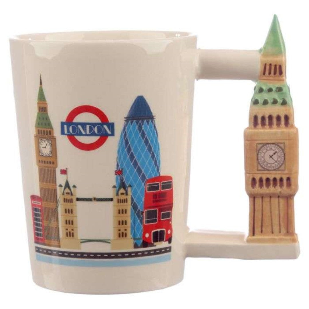 Ceramic Mug - London Souvenir Big Ben Shaped Handle (400ml)