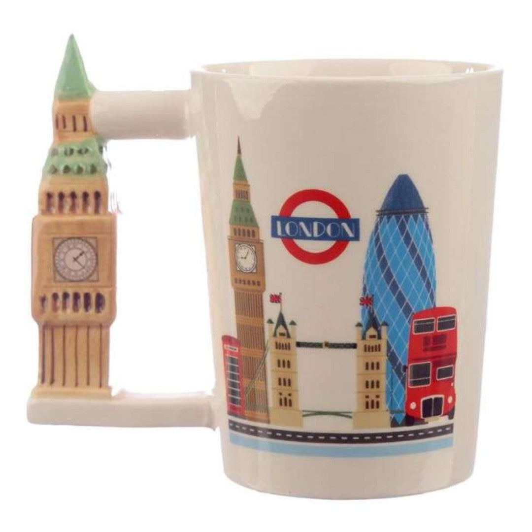 Ceramic Mug - London Souvenir Big Ben Shaped Handle (400ml)