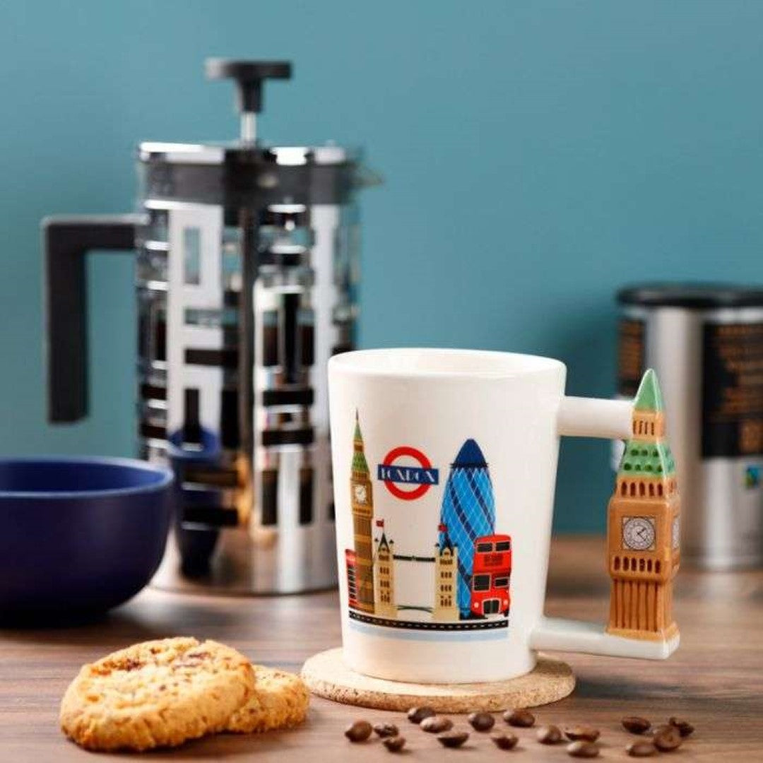 Ceramic Mug - London Souvenir Big Ben Shaped Handle (400ml)