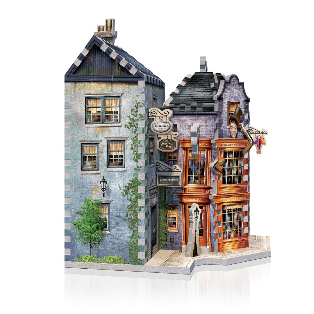 3D jigsaw puzzle of Weasleys' Wizard Wheezes, showcasing intricate details of the iconic magical storefront.