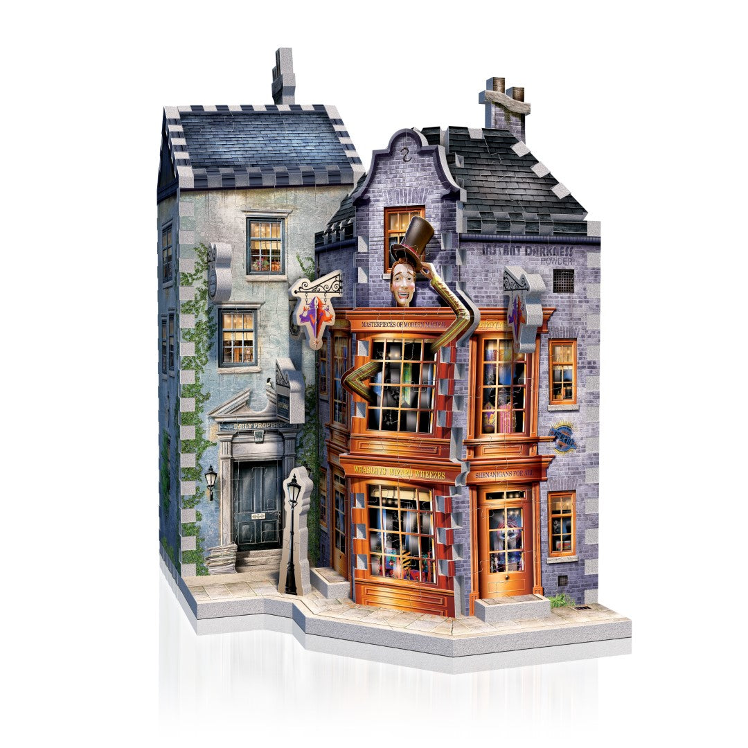 3D jigsaw puzzle of Weasleys' Wizard Wheezes, featuring intricate details and vibrant colors, perfect for Harry Potter fans.