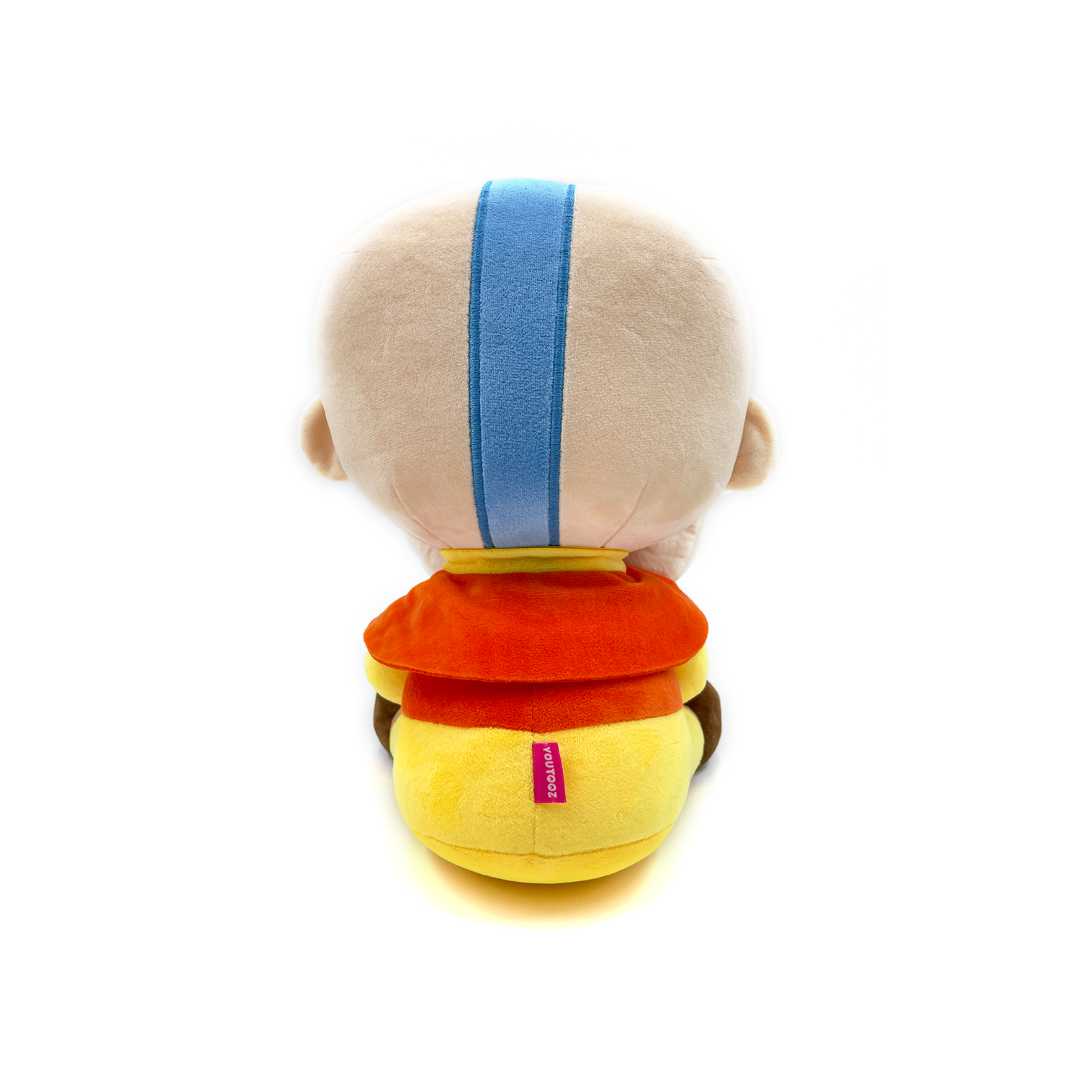 Plush Aang and Momo sit together, 12 inches tall, showcasing Aang's happy expression in his iconic outfit.