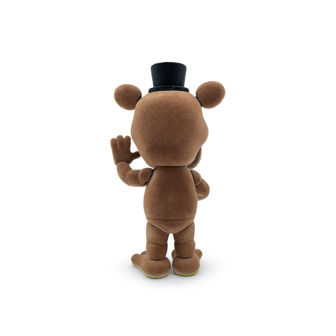 5-inch Youtooz Freddy Flocked Vinyl figure with black bowtie, tophat, and silver microphone, ready to charm collectors.