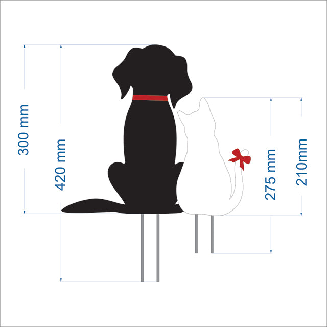 Garden Stakes Set - Cat Dog Freestanding Art