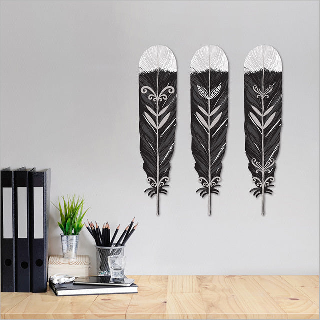 ACM Wall Art - Printed Kiwiana Huia Feathers Set (48cm)