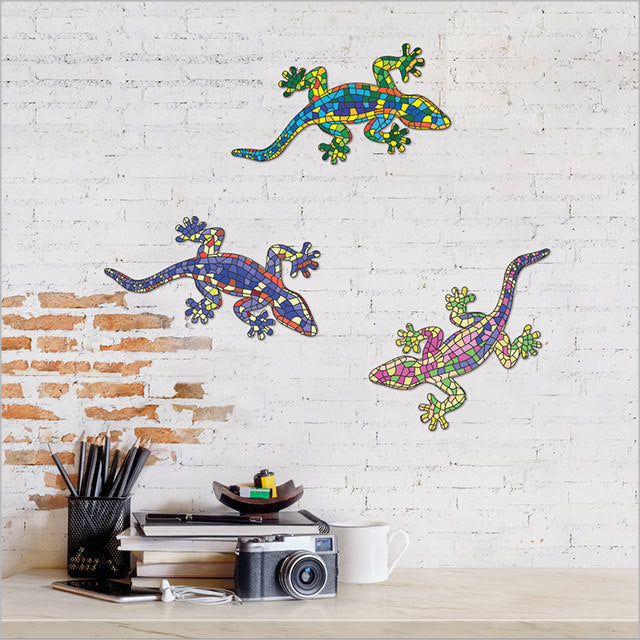 Vibrant Kiwiana geckos wall art set, printed on durable ACM, perfect for indoor or covered outdoor decor.