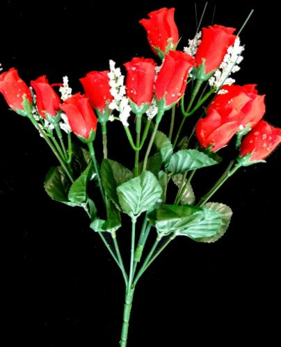 Artificial Mini Rose Bud Bush (Red)