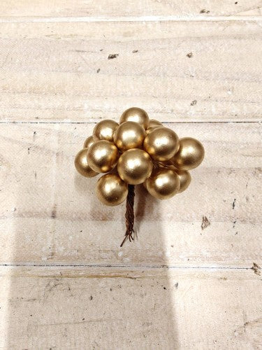 Artificial Berry Bunch x 20 - Gold (4")