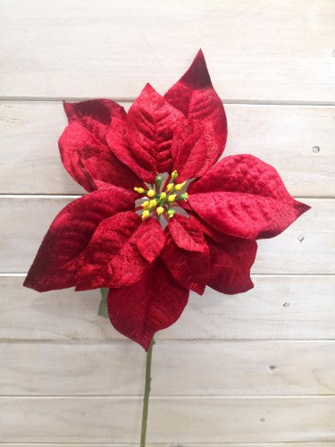 Artificial Poinsettia Stem - Large 23cm (Red)