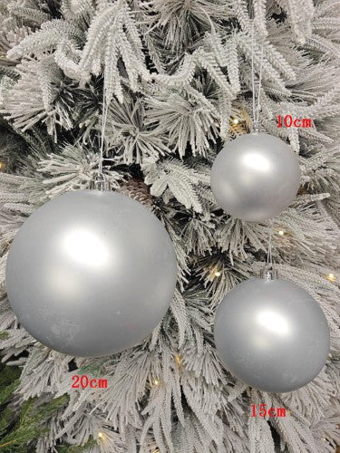 Tree Ornament - 10cm Xmas Bauble Ball (Silver Matte)
