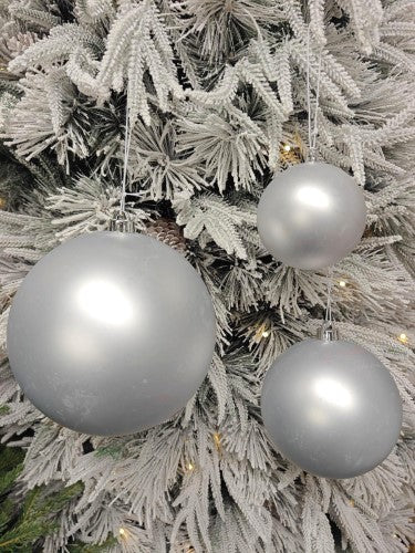 Tree Ornament - 10cm Xmas Bauble Ball (Silver Matte)