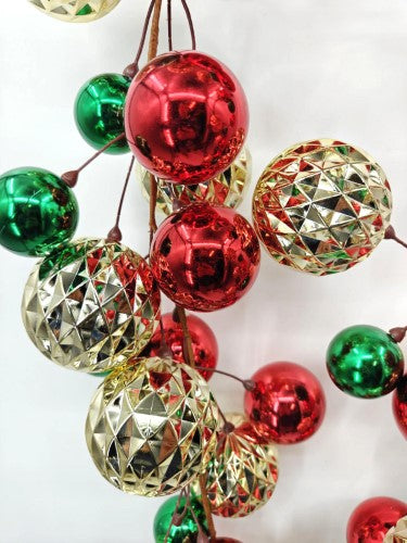 Christmas Baubles Garland - 200cm (Green Red Champagne)