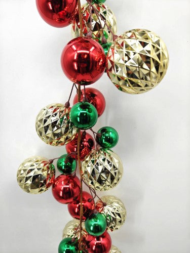 Christmas Baubles Garland - 200cm (Green Red Champagne)