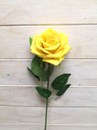 Artificial Single velvet Diamond Rose Stem (Yellow)