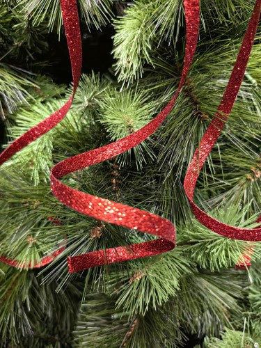 Tree Ornament - Glitter Curly Twig Spray X 3 (Red)