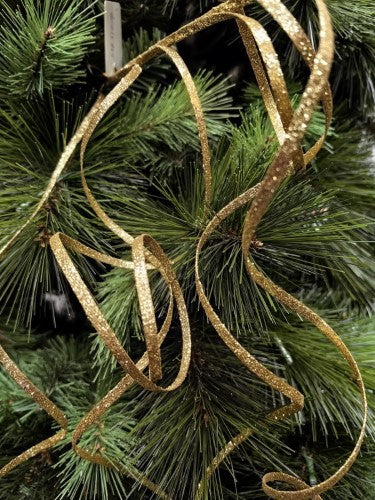 Tree Ornament - Glitter Thin Curly Twig Spray X 5 (Gold)