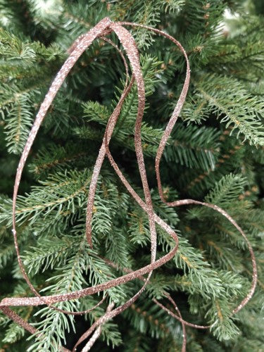Tree Ornament - Glitter Thin Curly Twig Spray X 5 (Rose Gold)