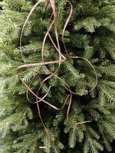 Tree Ornament - Glitter Thin Curly Twig Spray X 5 (Rose Gold)