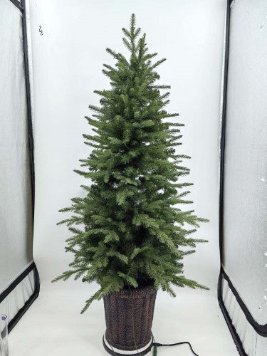 Artificial Pine Christmas Tree with Pot & 200 LED Warm Light 5' PE (Green)