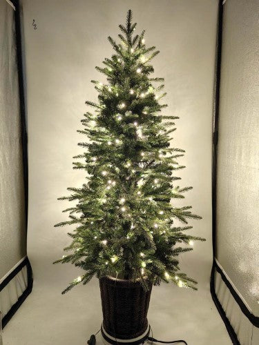Artificial Pine Christmas Tree with Pot & 200 LED Warm Light 5' PE (Green)