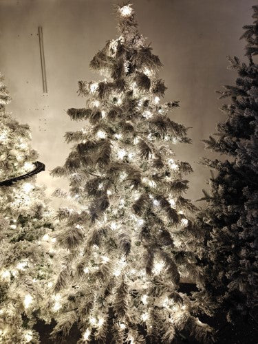 Artificial Snow Drooping Slim Pine Christmas Tree With 300 Warm Lights (7.5')