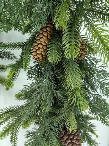 Artificial Mixed Real Touch Pine Garland with Cones (180cm)