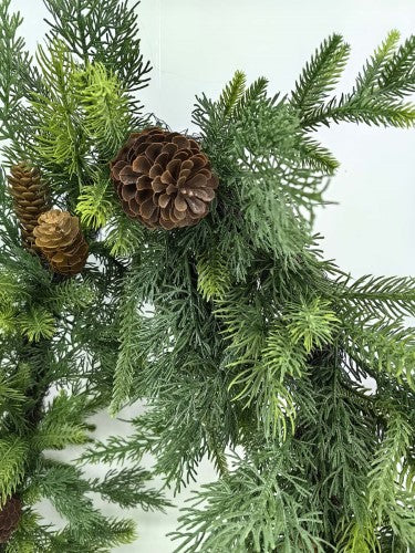 Artificial Mixed Real Touch Pine Garland with Cones (180cm)