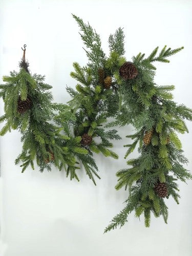 Artificial Mixed Real Touch Pine Garland with Cones (180cm)
