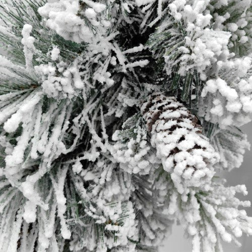 Mixed Snowy Pine Chistmas Tree With Pinecones & 1300 Multi Function Lights & 10446 Tips - 12'