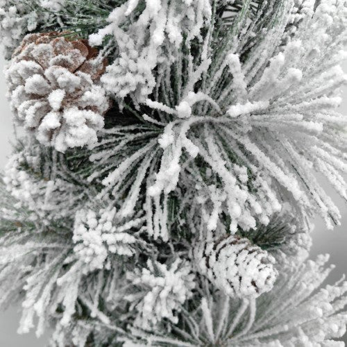 Snowy Mixed Pine Garland with Pinecone & 100 LED Lights & 150 Tips - 6'