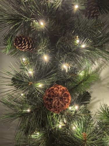 Green Mixed Pine Garland with Pinecone & 100 LED Lights & 150 Tips (6')