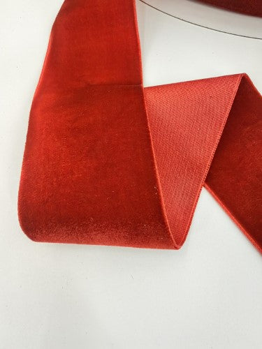 Christmas Ribbon - 5cm x 50 Yards Velvet (Dark Red)