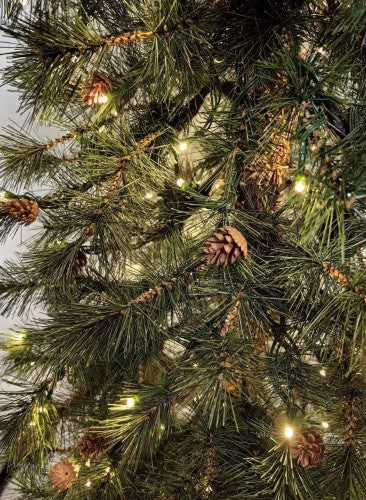Needle Pine Christmas Tree with Cones & 200 LED Lights - 6'