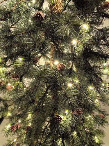 Needle Pine Christmas Tree with Cones & 200 LED Lights - 6'