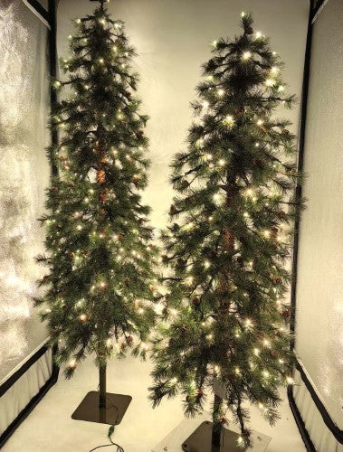 Needle Pine Christmas Tree with Cones & 200 LED Lights - 6'
