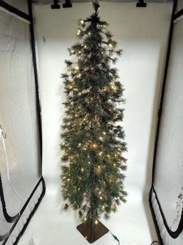 Needle Pine Christmas Tree with Cones & 200 LED Lights - 6'