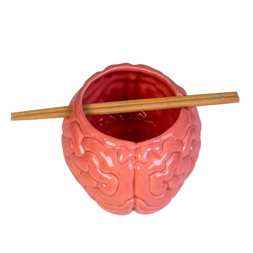 Ceramic Noodle Bowl with Bamboo Chopsticks - Brain
