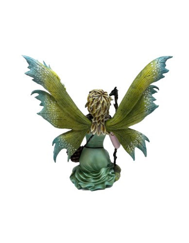 Ornament - Green Garden Fairy with Dragon and Wand (39 x 18 x 34cm)