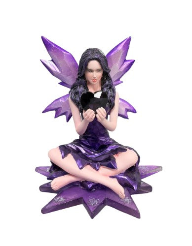 Ornament - Purple Crystal Heart Fairy (10 x 10 x 8.5cm)