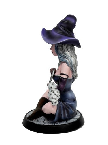 Ornament - Purple Witch With Pentagram and Owl (9 x 11 x 15.5cm)