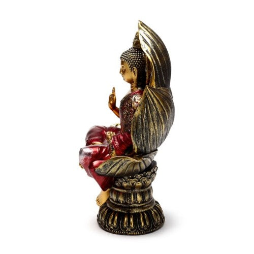 Ornament - Red & Gold Thai Buddha Seated Lotus (21cm)