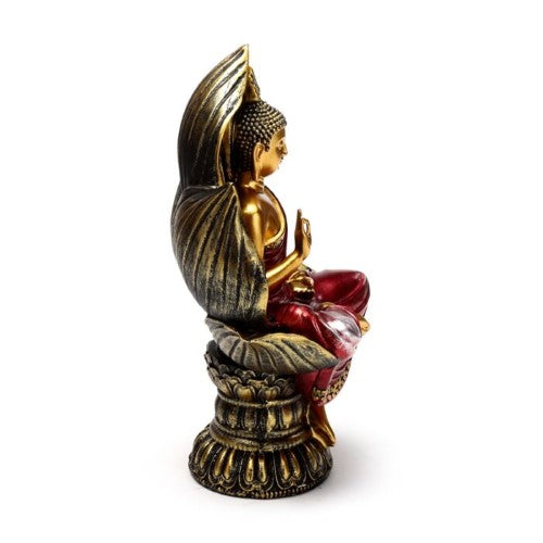Ornament - Red & Gold Thai Buddha Seated Lotus (21cm)