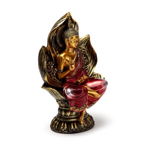 Ornament - Red & Gold Thai Buddha Seated Lotus (21cm)