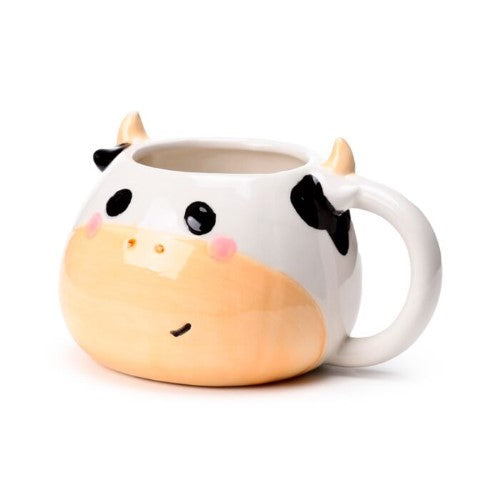 Ceramic Shaped Mug - Black and White Cow Head (450ml)