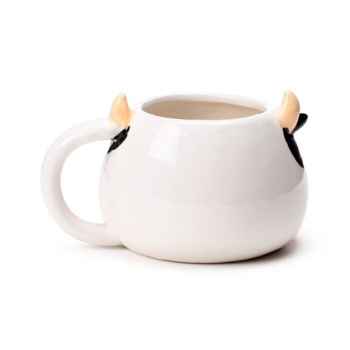 Ceramic Shaped Mug - Black and White Cow Head (450ml)