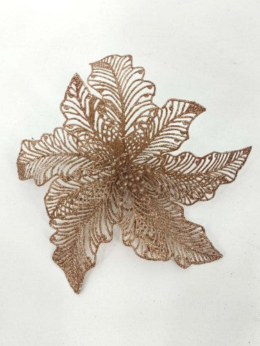 Artificial Poinsettia Head (Rose Gold Glittered)