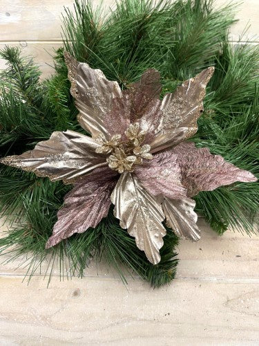 Metal Poinsettia Flower Head (Copper)