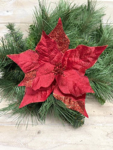 Artificial Poinsettia w/Sequins (Red Glittered)